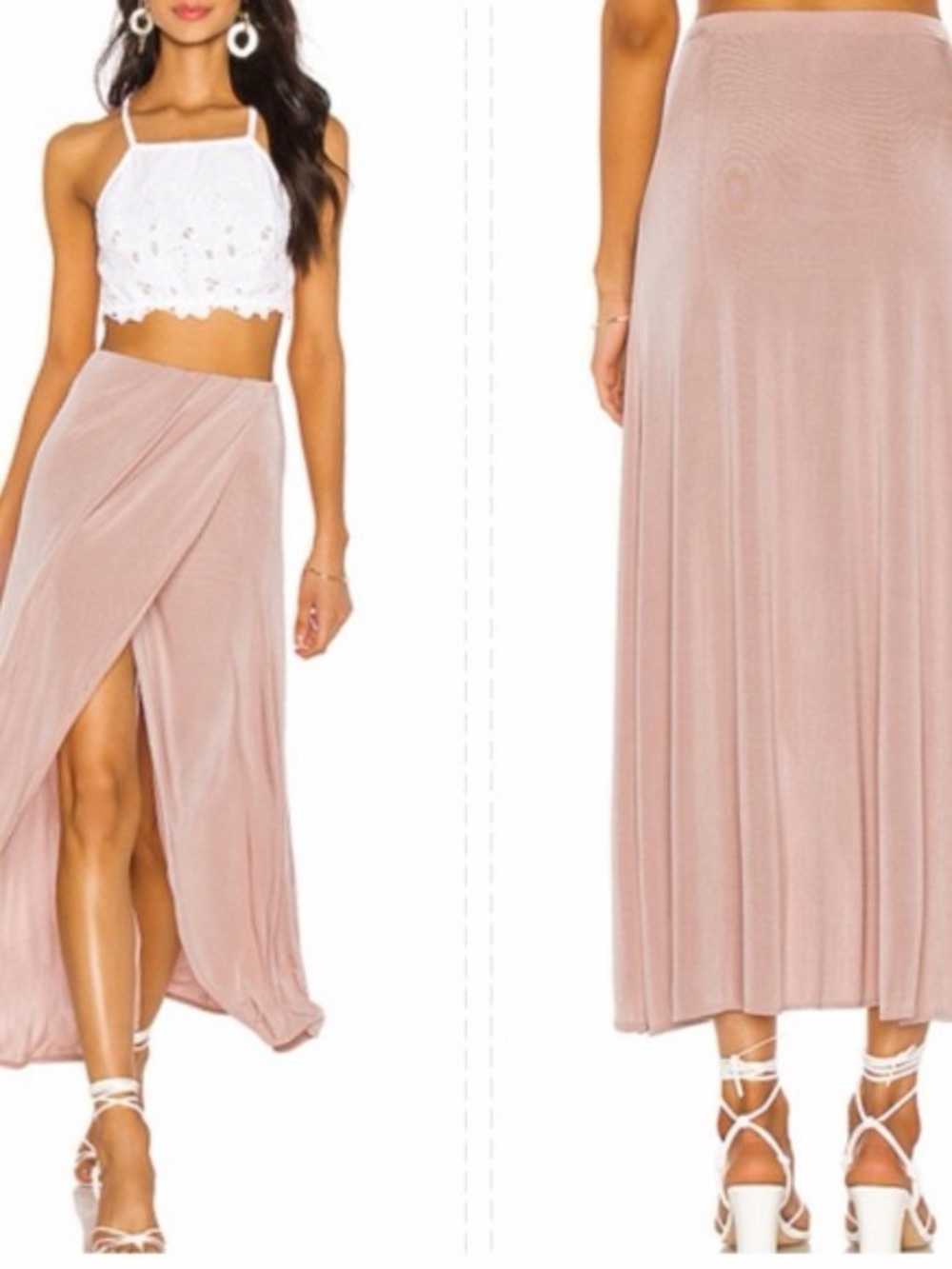 Free People High Waist Wrap Maxi Skirt Dusty Rose Size M